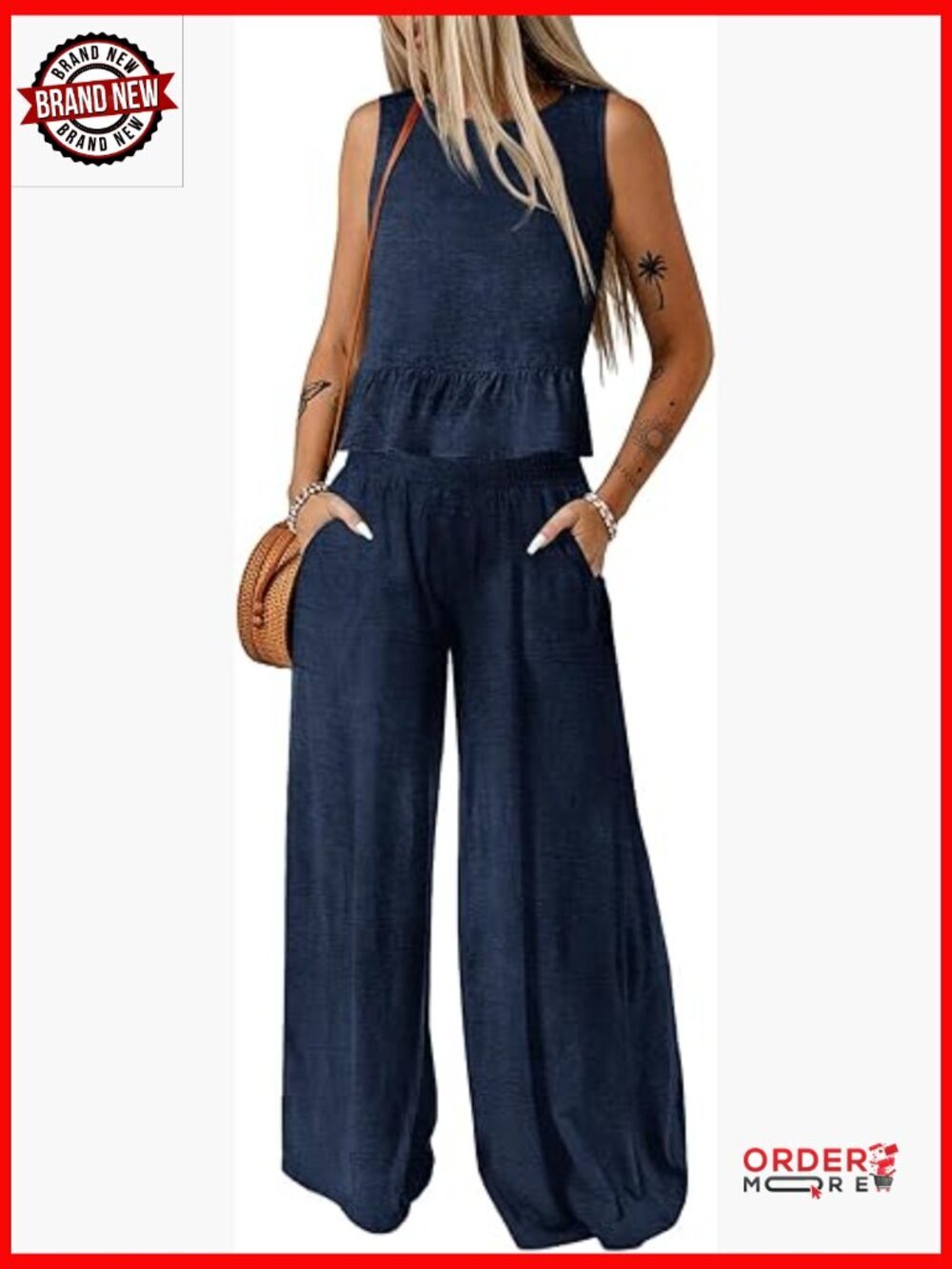 Women's 2 Piece Tank Top & Wide Leg Pants Set Loose Fit Matching Outfit